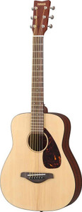 YAMAHA JR2 3/4 size acoustic guitar in Natural, front view showing the spruce top and tortoise pickguard