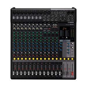 Yamaha MG16XU 16-channel analogue mixer with digital effects and USB, front view of the control surface