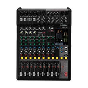 Yamaha MG12 12-channel analogue mixer, front view of the control surface