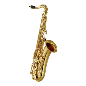 Yamaha YTS-480 Intermediate Tenor Saxophone in gold lacquer, front view