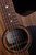 Pratley Classic OM-SCE-BWBW All Blackwood OM Cutaway - close-up of the wenge radial-grain rosette and Johnstone River teak fretboard with mother-of-pearl dots