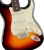 Rosewood fingerboard and Modern “C” maple neck of the 3-Color Sunburst Stratocaster, with white dot inlays and medium jumbo frets