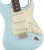 Rosewood fingerboard and Modern “C” maple neck of the Daphne Blue Stratocaster, with white dot inlays and medium jumbo frets
