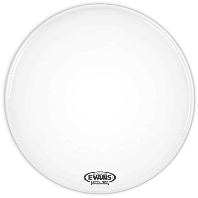 Evans EQ3 Resonant Smooth White Bass Drum Head, No Port, 20 Inch