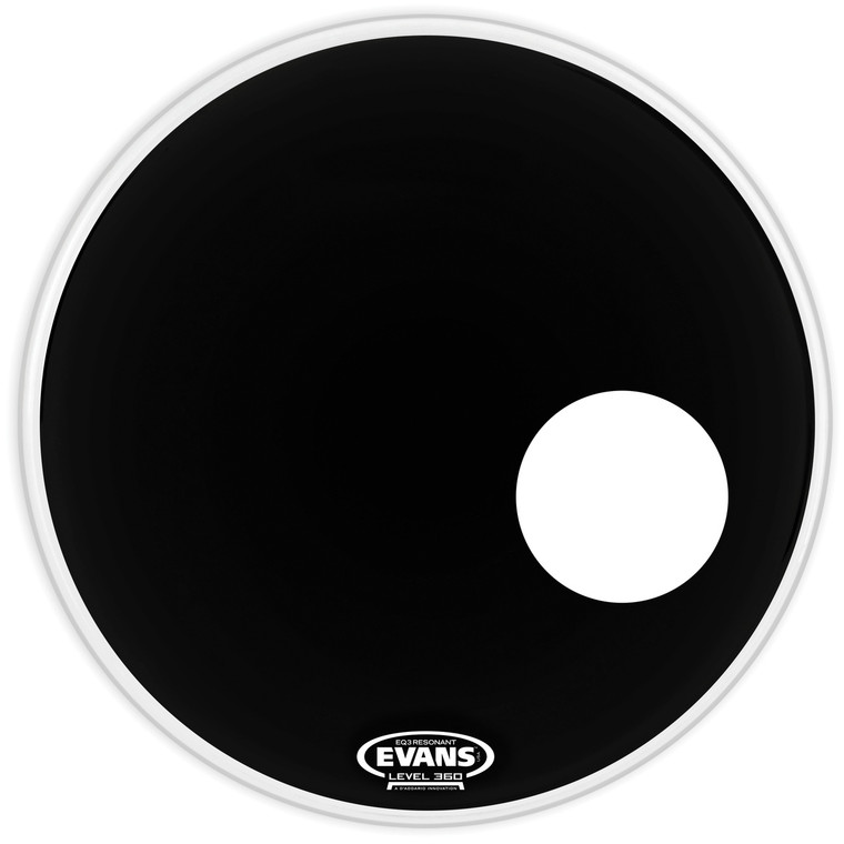 Evans EQ3 Resonant Black Bass Drum Head, 22 Inch