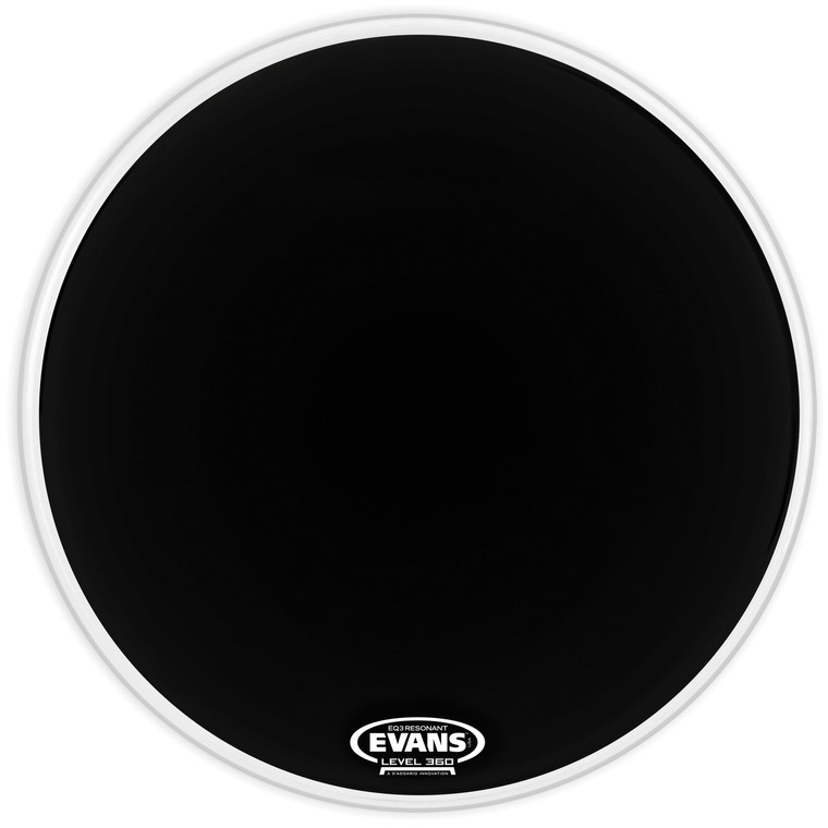 Evans EQ3 Resonant Black Bass Drum Head, No Port, 22 Inch