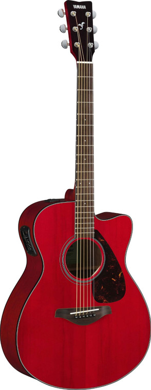 Yamaha FSX800CRR in Ruby Red, front view showing the cutaway body and SYSTEM66 preamp