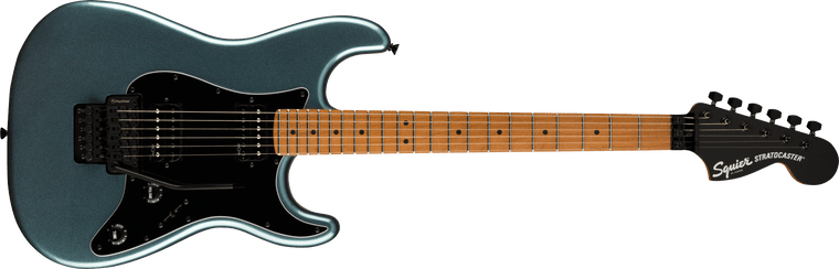 Fender Contemporary Stratocaster HH FR, Roasted Maple Fingerboard, Black Pickguard, Gunmetal Metallic