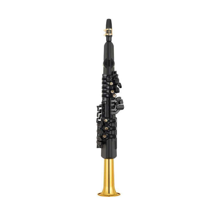Yamaha YDS150 digital saxophone with brass bell, front view
