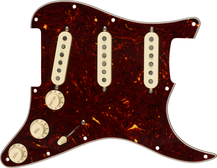 Fender Pre-Wired Strat Pickguard, Custom Shop Texas Special SSS, Tortoise Shell 11 Hole PG