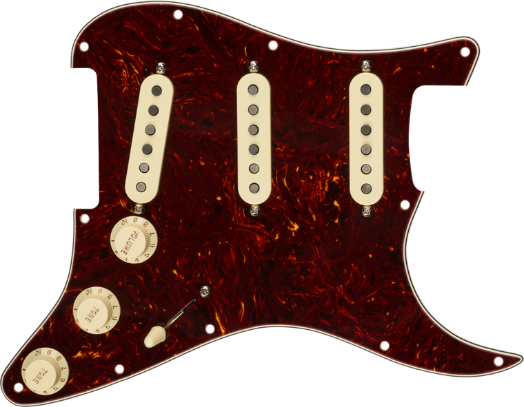 Fender Pre-Wired Strat Pickguard, Custom Shop Fat 50's SSS, Tortoise Shell 11 Hole PG