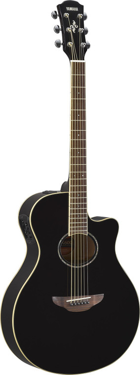 Yamaha APX600 thinline acoustic-electric guitar in Black, front view