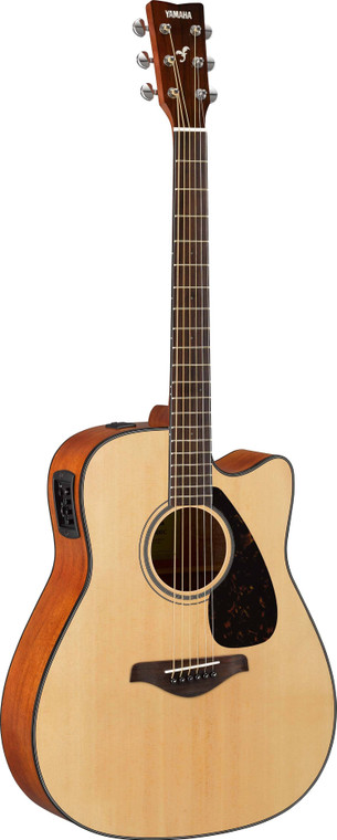 Yamaha FGX800C dreadnought cutaway acoustic-electric guitar in Natural, front view