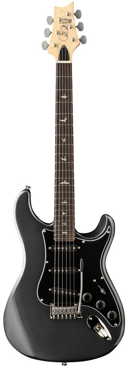 PRS SE Silver Sky Defender Limited Edition in Carpathian Grey, full front view with black pickguard, rosewood fretboard and bird inlays
