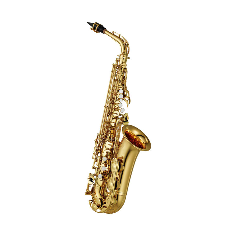 Yamaha YAS-280 Student Alto Saxophone in gold lacquer, front view