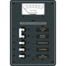 Blue Sea 8043 AC Main +3 Positions Toggle Circuit Breaker Panel   (White Switches)