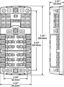 Blue Sea 5032 12-gang 2-group Fuse Block St Ato/atc Negative Bus And Cover