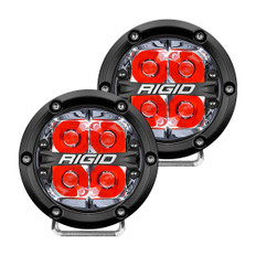 RIGID 360-Series 4 Inch Off-Road LED Light, Spot Beam, Red Backlight, Pair