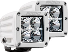 RIGID D-Series PRO LED Light, Flood Optic, Surface Mount, White Housing, Pair