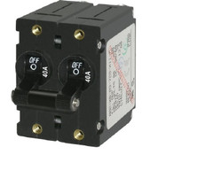 Blue Sea A-series 40 Amp Circuit Breaker Black Toggle Double Pole