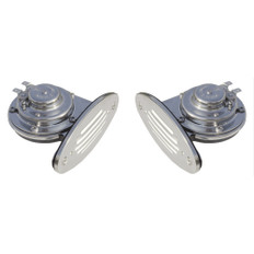Schmitt Marine Mini Stainless Steel Dual Drop-In Horn w/Stainless Steel Grills High & Low Pitch