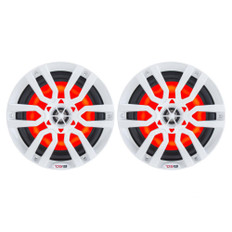 DS18 HYDRO 6.5" 2-Way Marine Speakers w/RGB LED Lights 300W - White