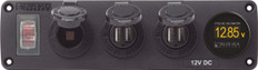 Blue Sea Water-Resistant 12V 15A Circuit Accessory Panel Socket, 2-Dual USB, Volt Meter