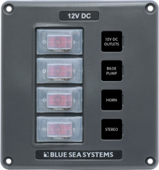 Blue Sea Water-Resistant 12V 4 Circuit Breaker Switch Panel