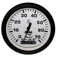 Faria Euro White 4 Tachometer w/Systemcheck Indicator - 7,000 RPM (Gas - Johnson / Evinrude Outboard)