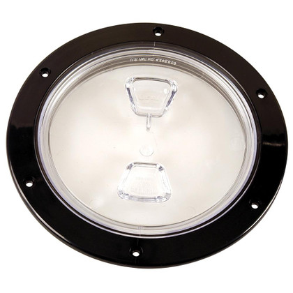 Beckson  6 Clear Center Screw-Out Deck Plate - Black