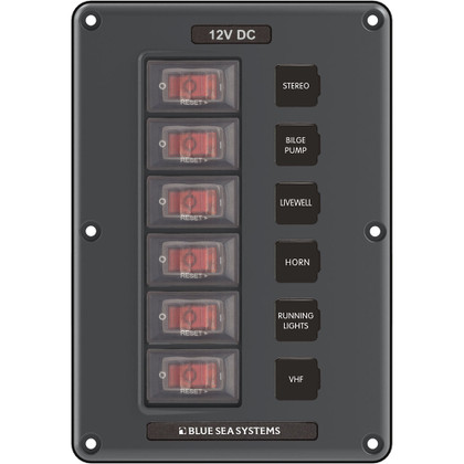 Blue Sea 4322 Circuit Breaker Switch Panel 6 Position - Gray
