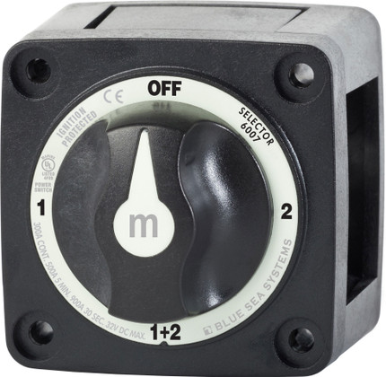 Blue Sea M-Series Battery Switch On/Off/On/Both with Knob Black