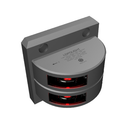 Lopolight Series 301-102 - Double Stacked Port Sidelight - 3NM - Vertical Mount - Red - Silver Housing 