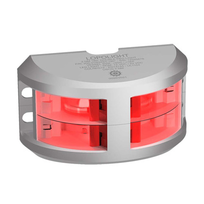 Lopolight Series 200-016 - Double Stacked Navigation Light - 2NM - Vertical Mount - Red - Silver Housing 