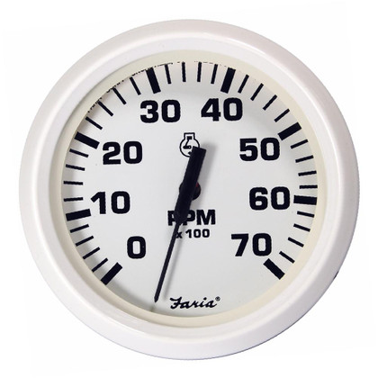 Faria Dress White 4 Tachometer - 7,000 RPM (Gas - All Outboards)