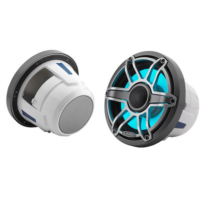 JL Audio M6 Series 8.8" Marine Coaxial Speakers w/Grey Metallic Sport Grille &amp; Transflective&trade; LED Lighting - M6-880X-S-GmTi-i