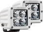 RIGID D-Series PRO LED Light, Flood Optic, Surface Mount, White Housing, Pair