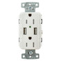 Hubbell Usb15a5w White Outlet Dual 15 Amp 125v 2-pole And Dual 5 Amp 5v Usb Ports