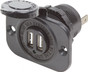 Blue Sea Dual USB 2.1A Charger Port 12/24vDC Socket Mount, Black