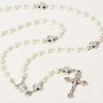 First Communion Glass Pearl Rosary