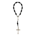 First Communion Black Decade Rosary with Prayer Card