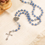 Blue Glass Pearl Miraculous Medal Rosary thumbnail 1