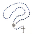 Blue Glass Pearl Miraculous Medal Rosary