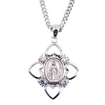 Miraculous Medal with Four Hearts and Crystal Stone thumbnail 2