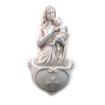 Antique White Mother & Child Holy Water Font thumbnail 1