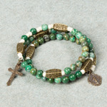 Jade Green & Brass Rosary Wrap Bracelet thumbnail 4