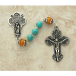 Sterling Silver Genuine Amber & Turquoise Rosary thumbnail 3