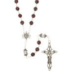 Sterling Silver Seven Sorrows Garnet Rosary, 7mm thumbnail 4