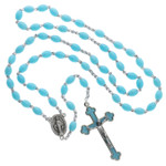 Aqua Blue Plastic Rosary - Luminous thumbnail 1