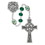 Green Crystal & Ceramic St. Patrick Rosary thumbnail 2